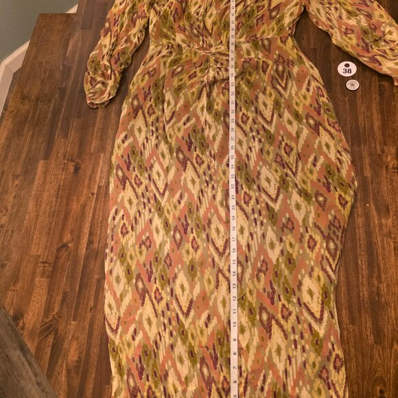 Velvet by Graham & Spencer Dress Womens Large Green Purple Ikat Abstract Maxi - Picture 10 of 15